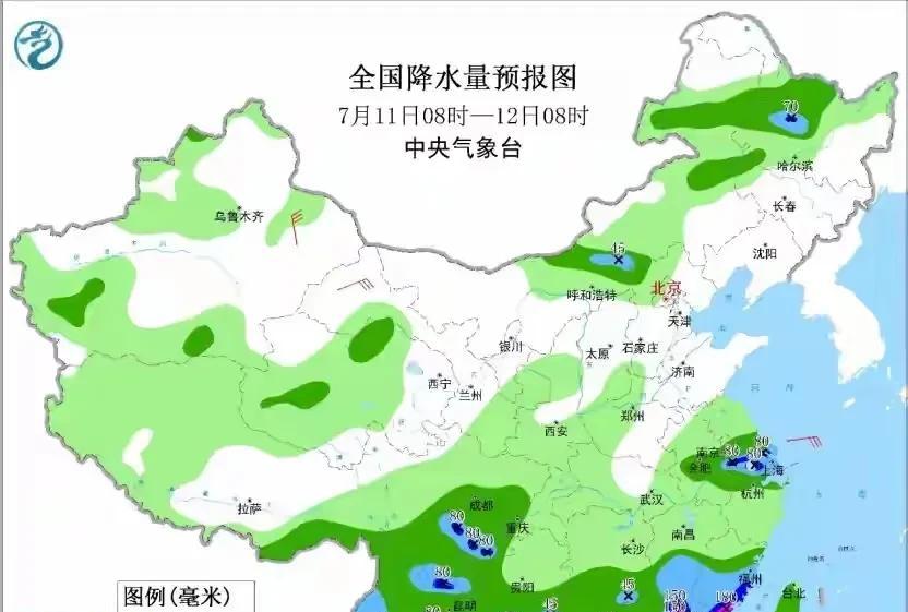 7月11-14号全国天气，新一轮降雨中心已定，大雨暴雨分布如下  第5张