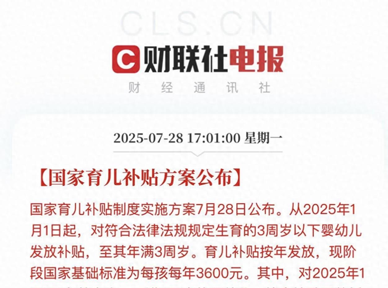 3600元！育儿补贴正式公布两个条件是关键2024年出生能拿多少？  第1张