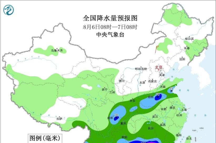 本轮强降雨中心已定，明日8月6号天气预报，暴雨大暴雨分布如下!  第5张