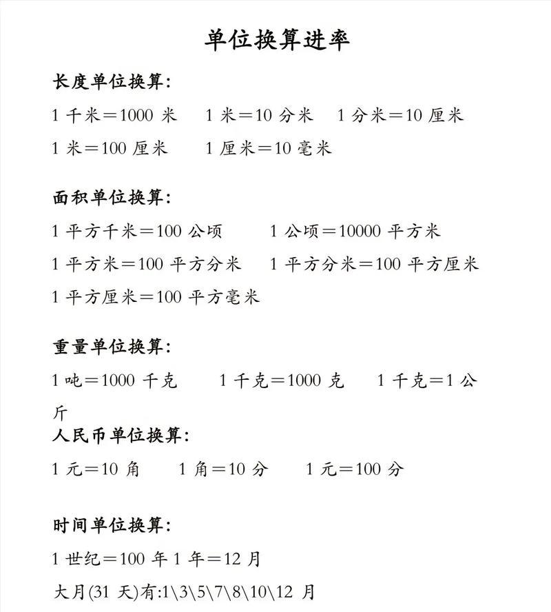单位换算汇总——从米制到英制（学会这些单位换算）  第3张