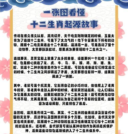 探析十二生肖排列秘密（历史渊源与文化内涵解析）  第1张
